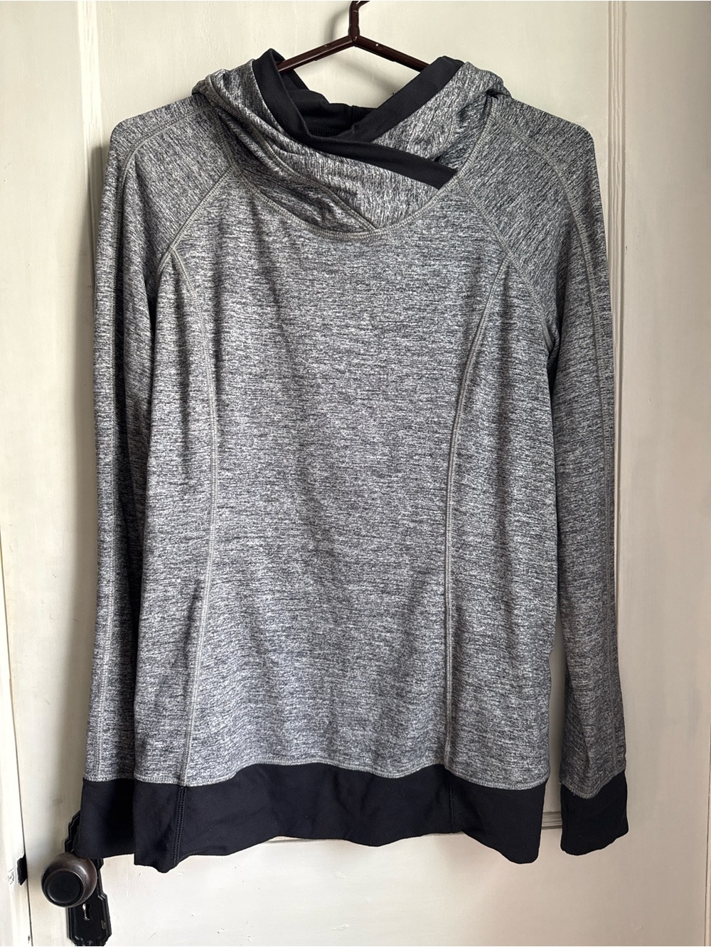 lululemon athletica Gray Heather Cowl Neck Pullover with Black Trim